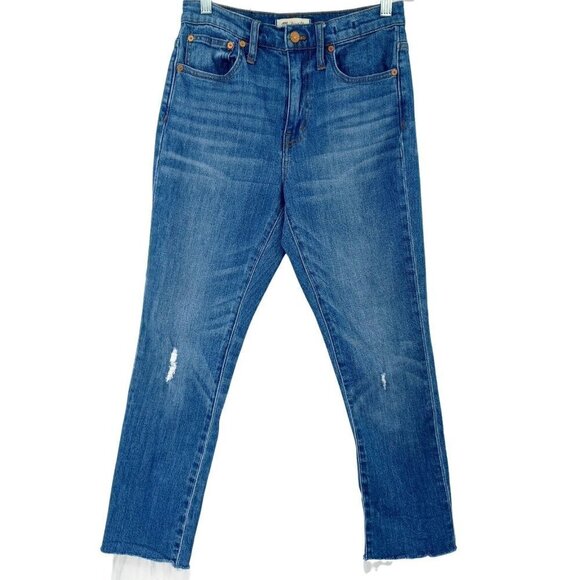 Madewell The High Rise Slim Crop BoyJean Dover Wash Women’s 24 Raw Hem Relaxed - Picture 1 of 12